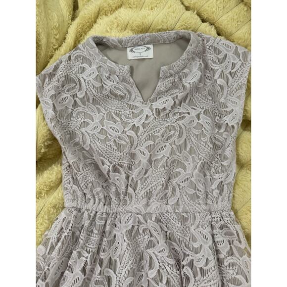 Girls Mia Joy Joyfolie Oatmeal Cream Lined Lace Dress Ivory Size 8 - Picture 2 of 6